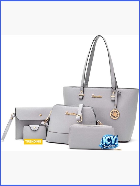 Handbags - Faux Leather Satchel Purse Set with Top Handle and Adjustable Strap